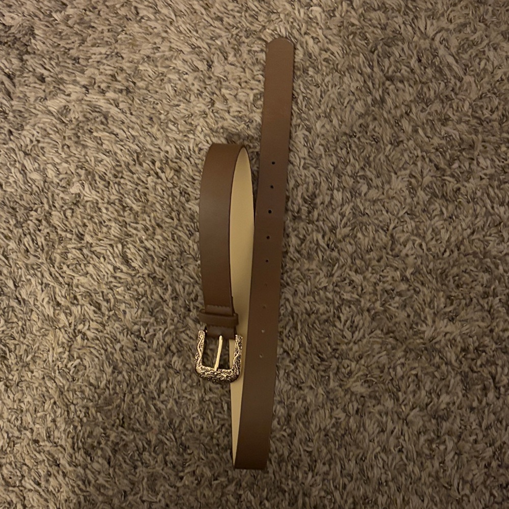 Western Tan Belt with Gold Buckle